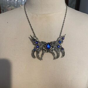 Silver-tone Fantasy Fairy Necklace with Blue Stones